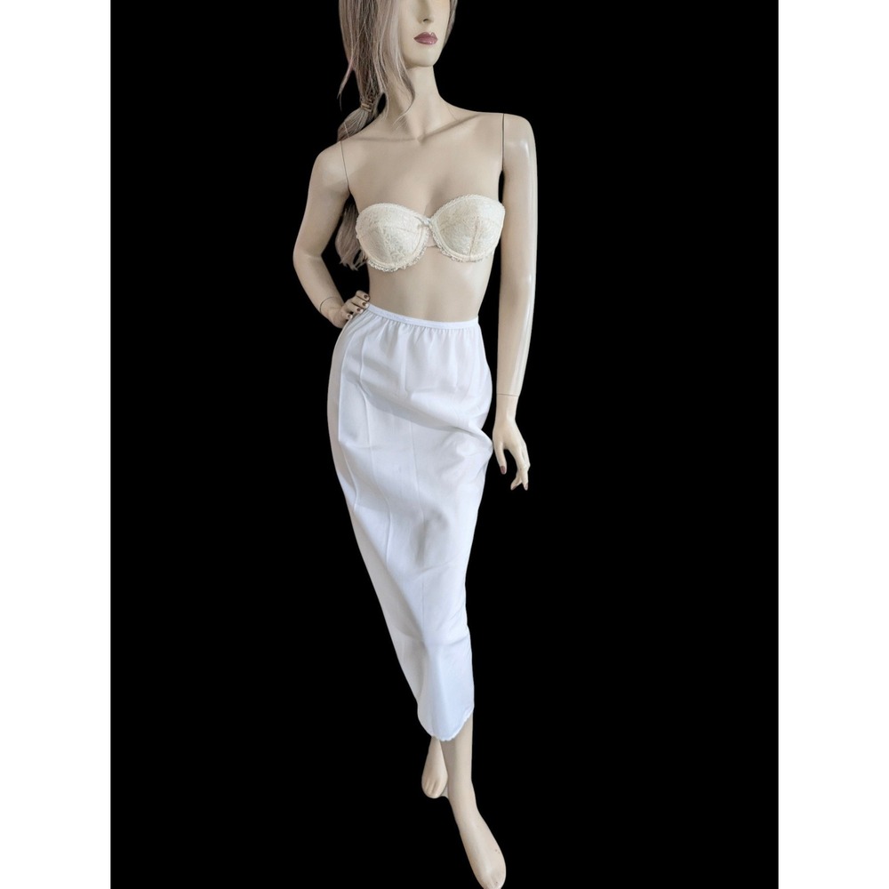 Vintage 60s White Bridal Maxi Slip Skirt Coquette Aesthetic XS Formal Underskirt